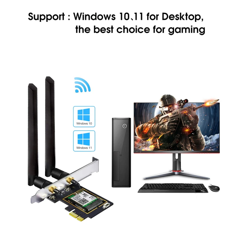 Desktop Wi-Fi 6E AX210 PCIe WiFi Adapter Bluetooth 5.3 5374Mbps 802.11ax Wireless Wifi 6E Card Windows 10 Linux wifi network card wifi adapter wireless network card network card