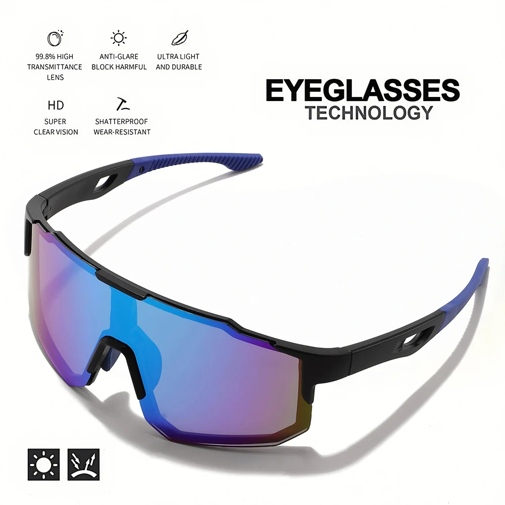 Vibrant Wraparound Sports Sunglasses - UV400 Protection, Unisex Comfort Fit for Outdoor Activities