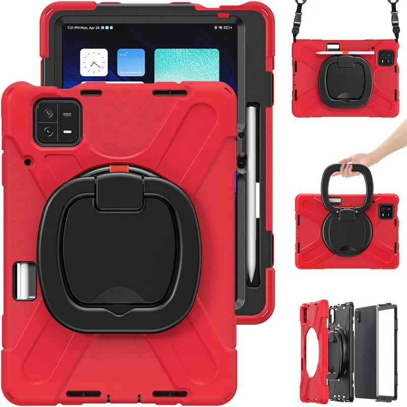 thumbnail image 1 of Funda para tableta con soporte de rotación de 360 ° para Xiaomi Mi Pad 6 5 pro 2023, funda protectora de silicona a prueba de golpes para pc con correa para el hombro, 1 of 5