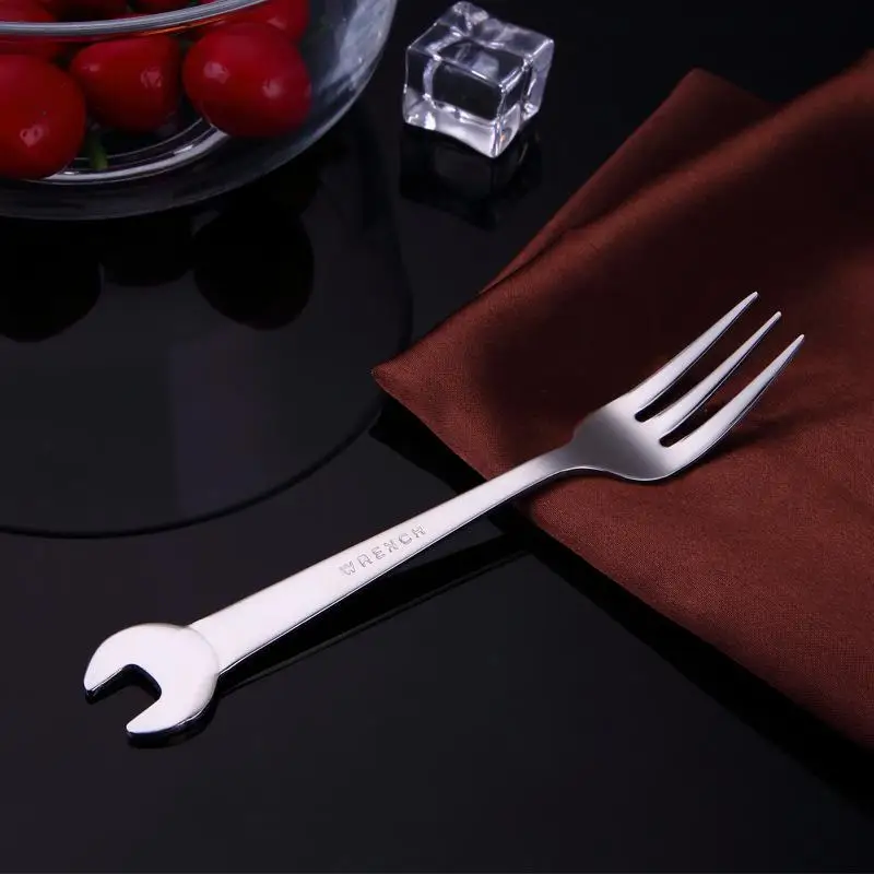 1/2/4PCS Creative Wrench Shape Tea Fork 304 Stainless Steel Dinner Spoon Coffee Cutlery Set Tableware Family Camping Kitchen stainless steel spoon portable cutlery silverware set