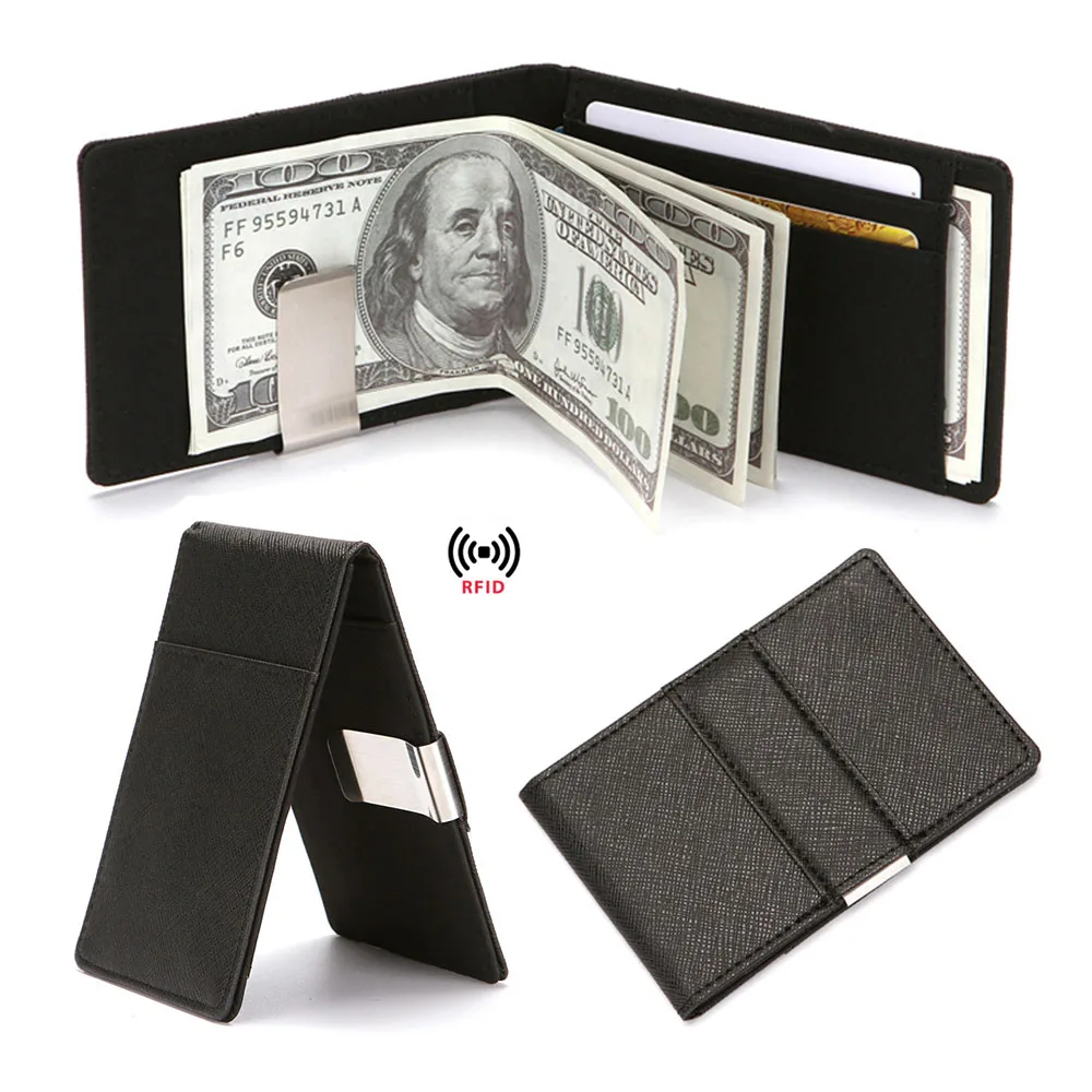 Marfino Coin Purse Womens Man Unisex Pocket Note Compartment Pu Leather RFID Nylon Organizer Short Wallets