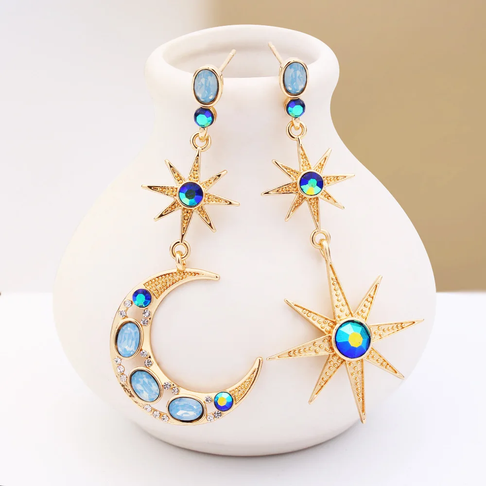 

New Fashion Xingyue Crystal Drop Earrings Golden Fashion Asymmetric Dangle Earrings Women's Jewelry Ear Clip Accessories