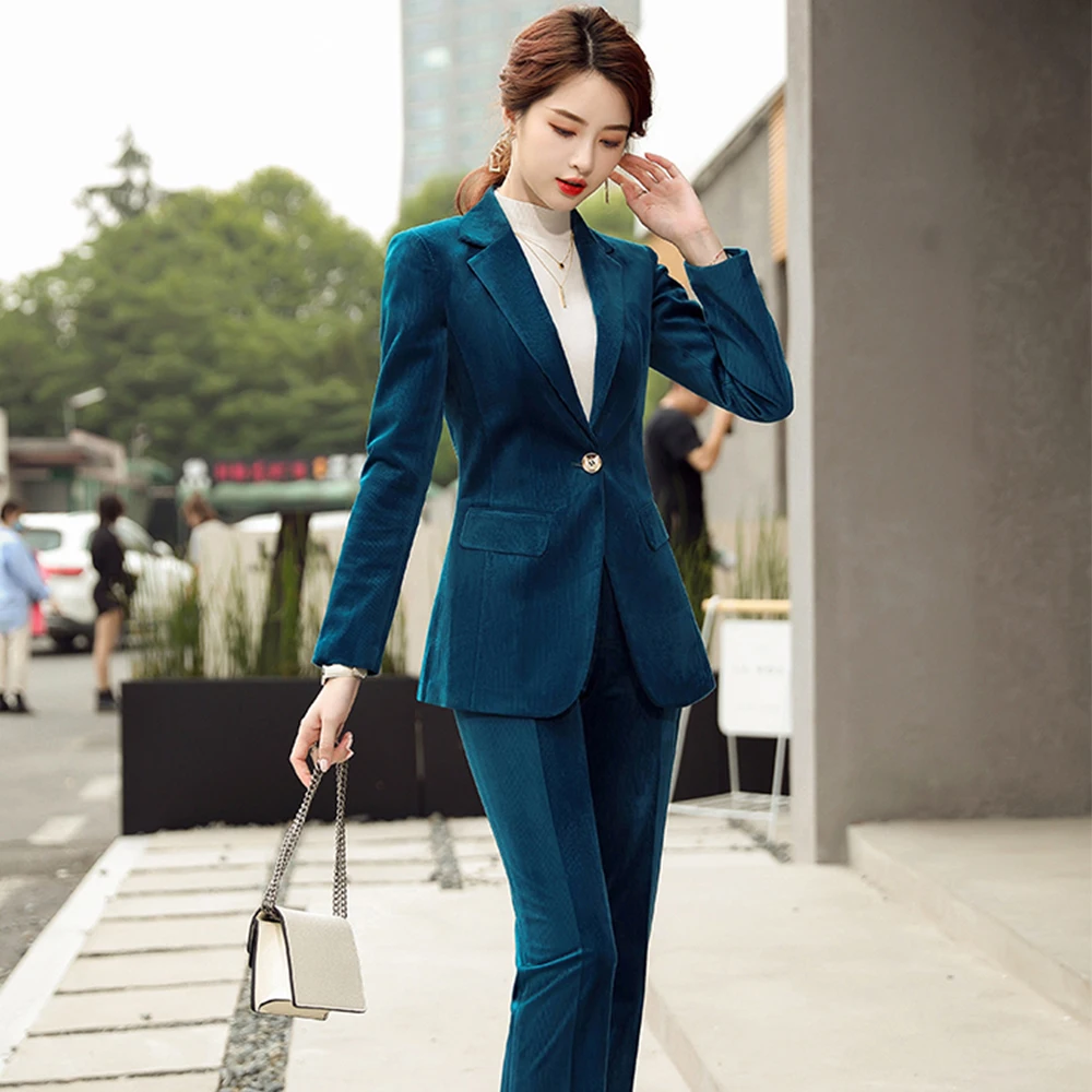 Tuxedo Jacket Crushed Velvet Blazer Womens Coat Pant Suit Crushed