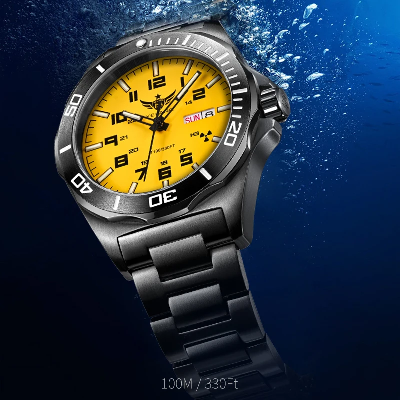 YELANG-reloj mecánico de 44MM para hombre, pulsera de buceo con revestimiento de cristal de zafiro, automático, 10 bares