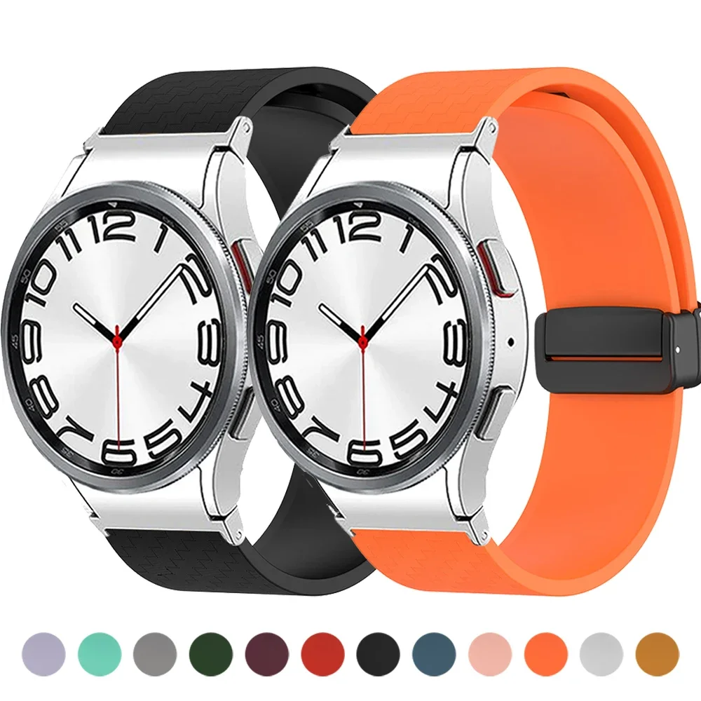 

Magnetic Buckle Silicone Strap for Samsung Galaxy Watch 6 Classic 47mm 43mm 6/5/4 40mm 44mm Quick Fit Band for Watch 5Pro 45mm