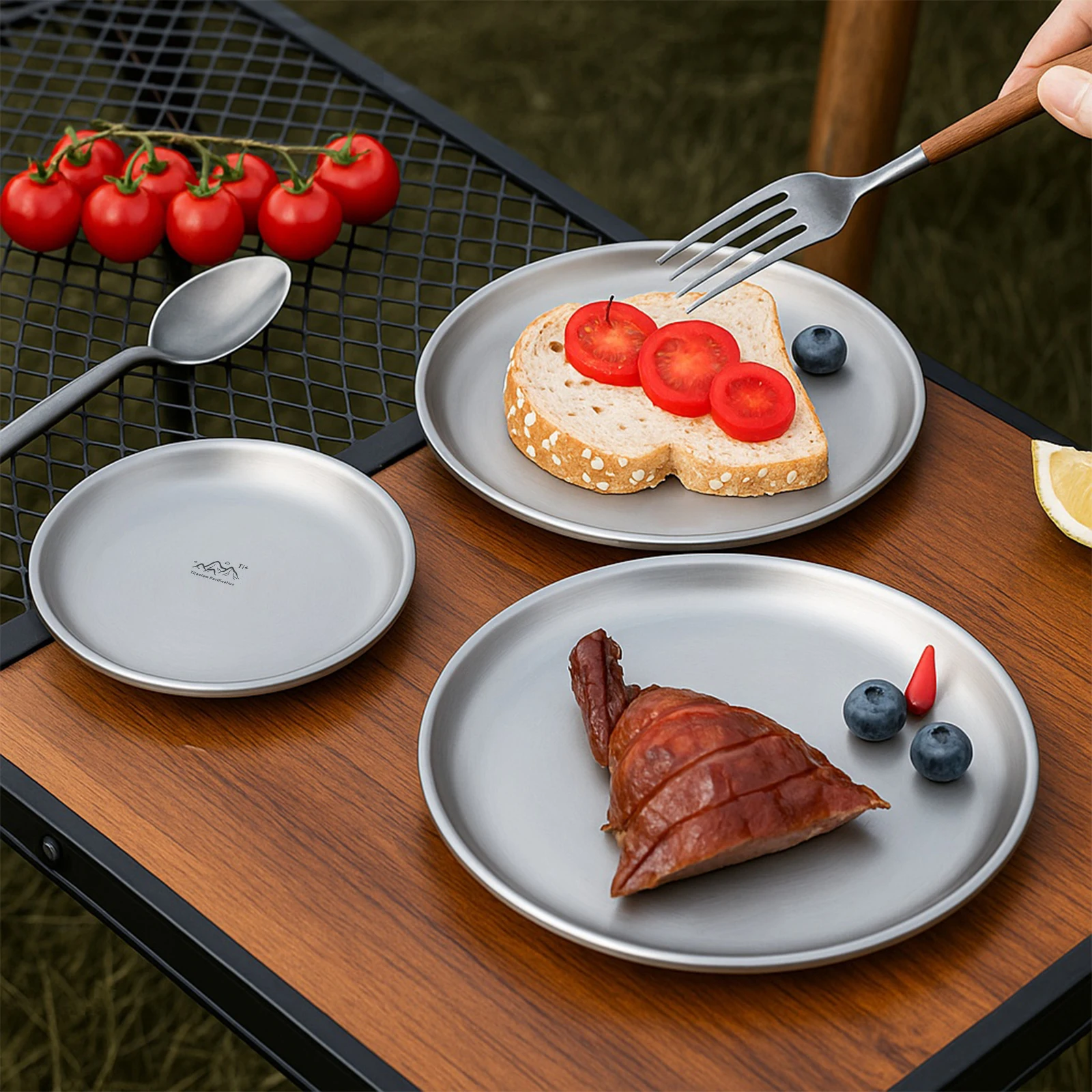 14/17/20 cm Titan Camping Platte 1/3Pcs Camping Set Camping Platte Obst Salat Tablett Titan Picknick ausrüstung Outdoor Liefert – Detail 11