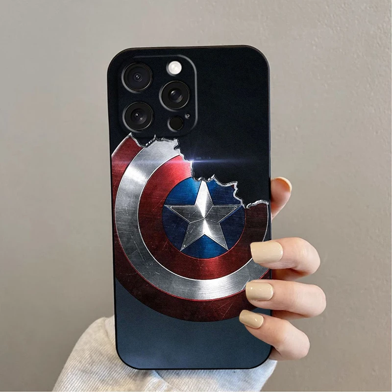 thumbnail image 1 of Marvel America capitán Cool para Apple iPhone 16 15 14 13 12 11 XS XR X Pro Max Plus Mini Funda negra para teléfono, 1 of 5