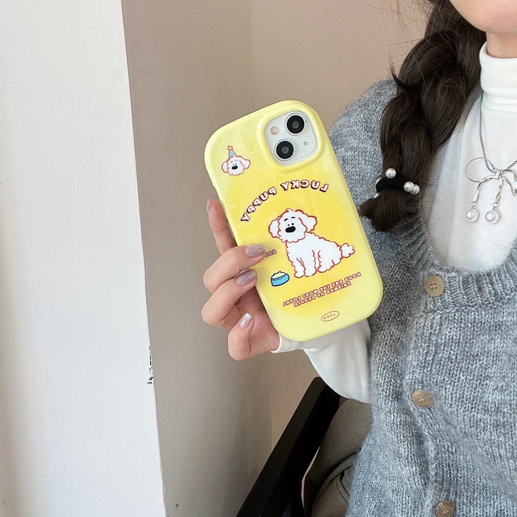 Custodia Con Lettera Di Cane Fortunato Carino Giallo Sfumato Per Iphone 15 14 13 12 11 Pro Max Custodia Per Telefono