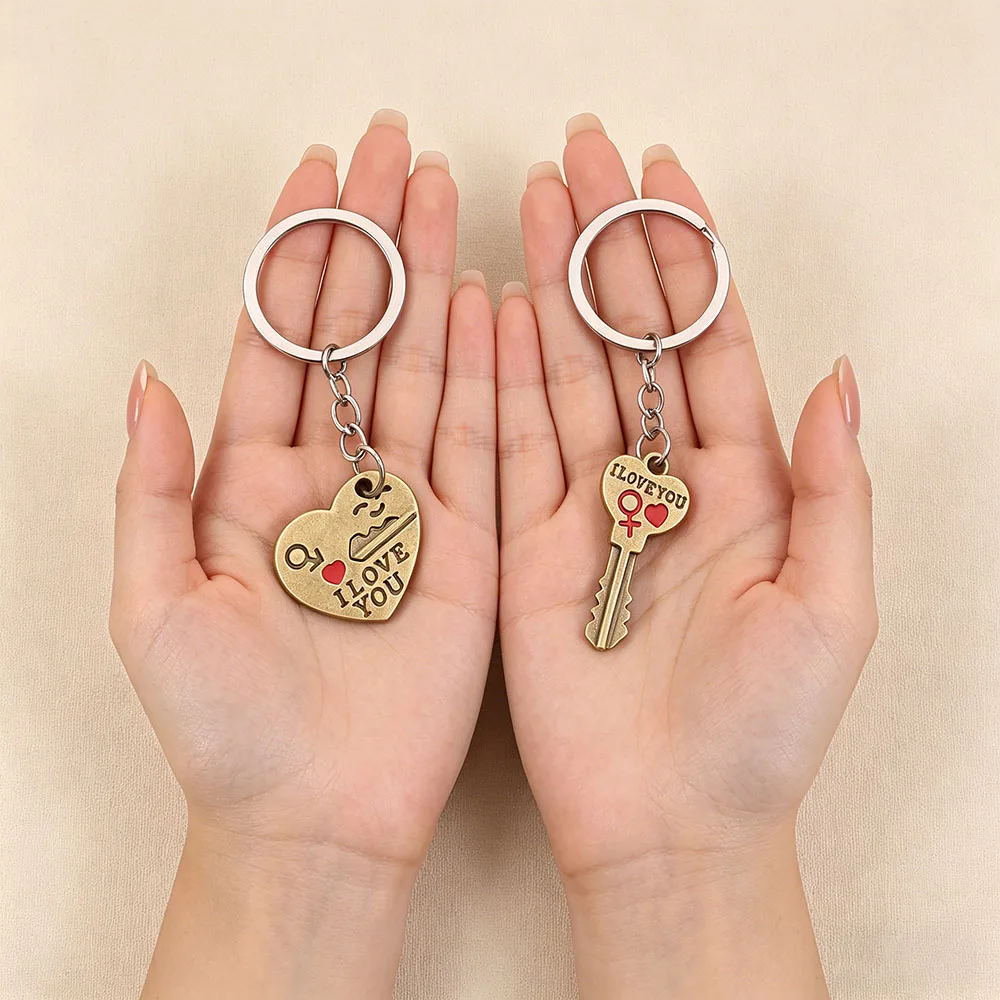 Kreativer Herz-Schlüsselanhänger Puzzle-Schlüsselring Modischer Schmuck für Freund und Freundin Valentinstag Liebes-Paar-Schmuck Romantische Geschenke für Verliebte