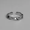 Mobius-Anillos abiertos de Metal para hombre y mujer, joyería de compromiso, Color plateado, sólido.