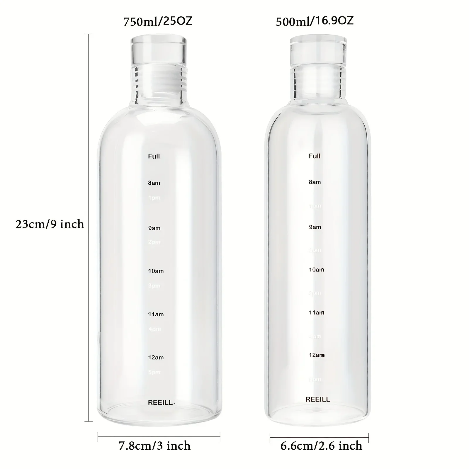 500/750ml Transparent Plastic Water Bottle Time Marker Creative Large Capacity Leakproof Milk Cup Drinkware Kid School Gym Sport 6