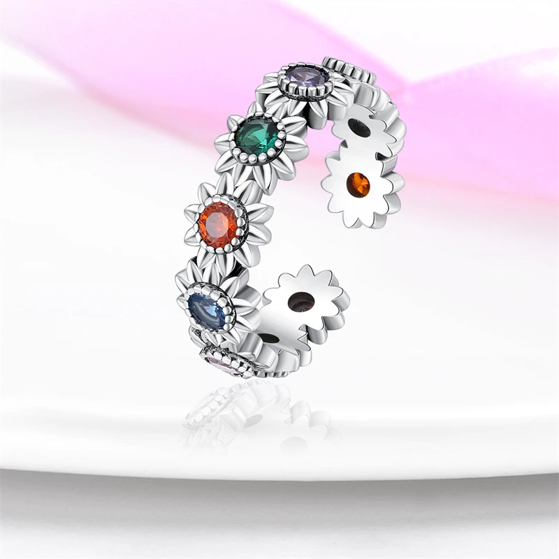 Silver Ring Wedding Rings Silver Rings Rings For Women 925 Sterling Silver Fashion Colorful Butterfly Open Ring Shining Cubic Zircon Elegant Wedding Engagement Jewelry