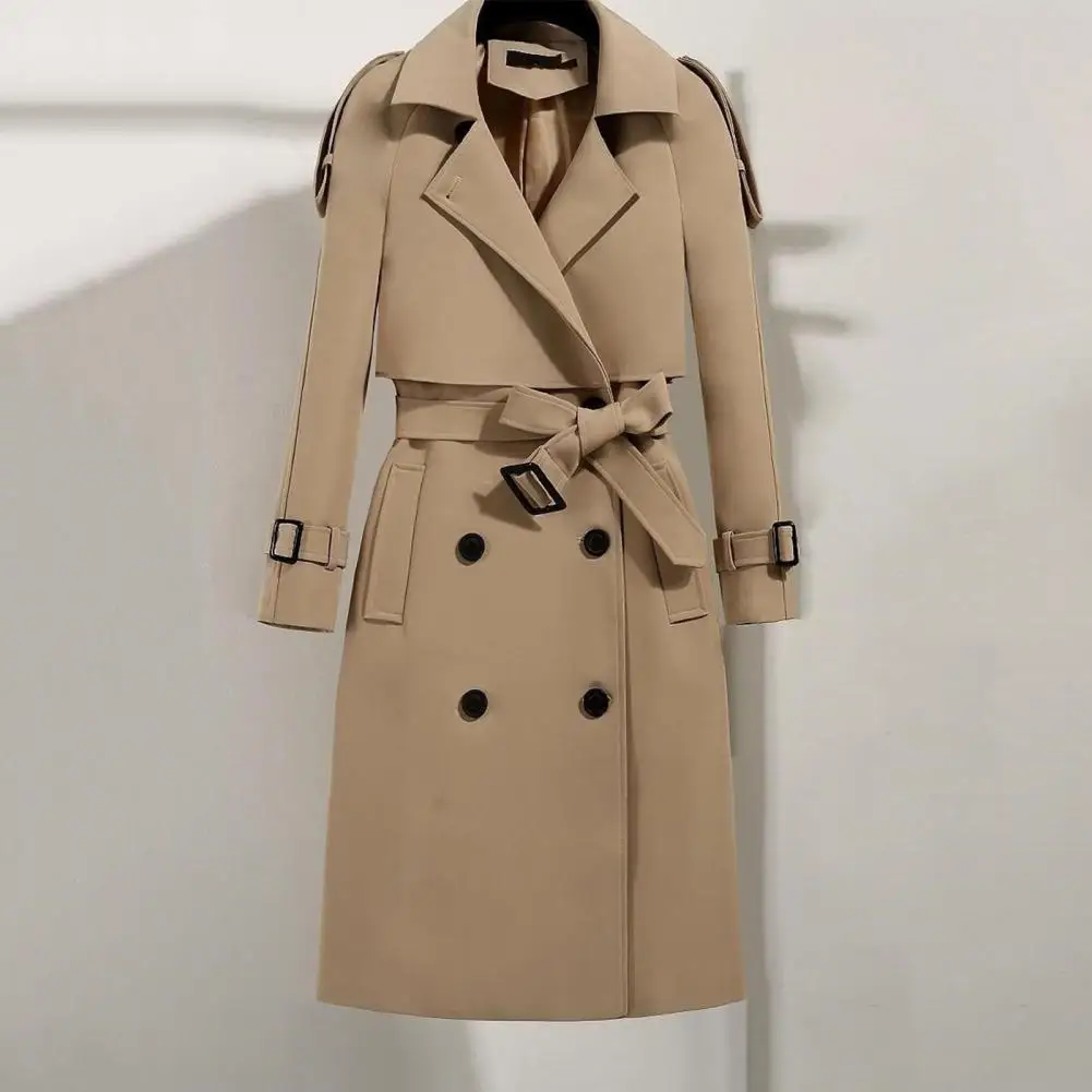 Autumn Winter Women Coat Elegant Belted Women's Coat Warm Stylish Office Jacket Long Sleeves Women Coat