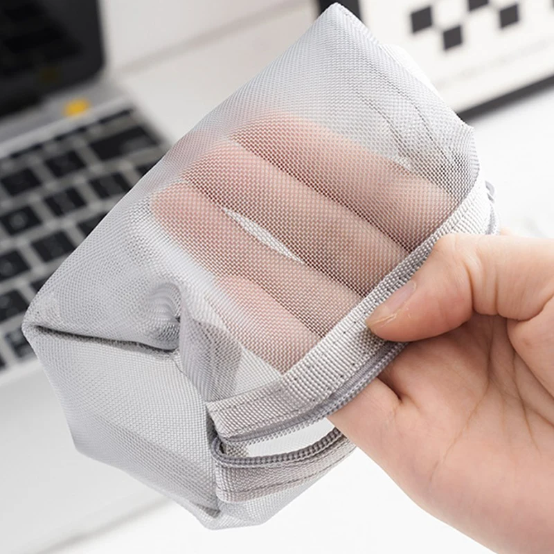 Mesh Cosmetic Pouch Lipstick Storage Bags Coin Purse Headphone Case Organizer Data Cable ID Card Bank Card Storage 5