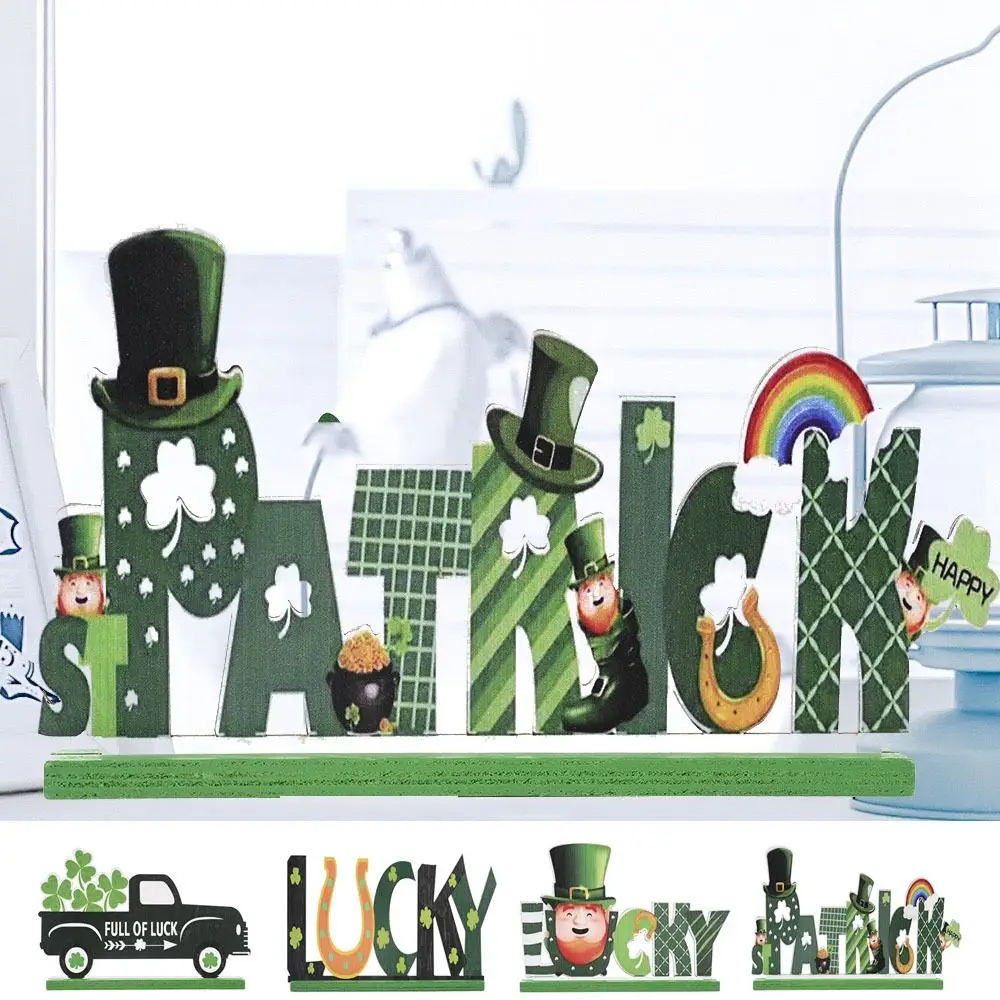 Green Truck/Leprechaun Cartello Da Tavolo Per Il Giorno Di San Patrizio Decorativo Con Cartello Da Tavolo Fortunato Irlandese Shamrock In Legno