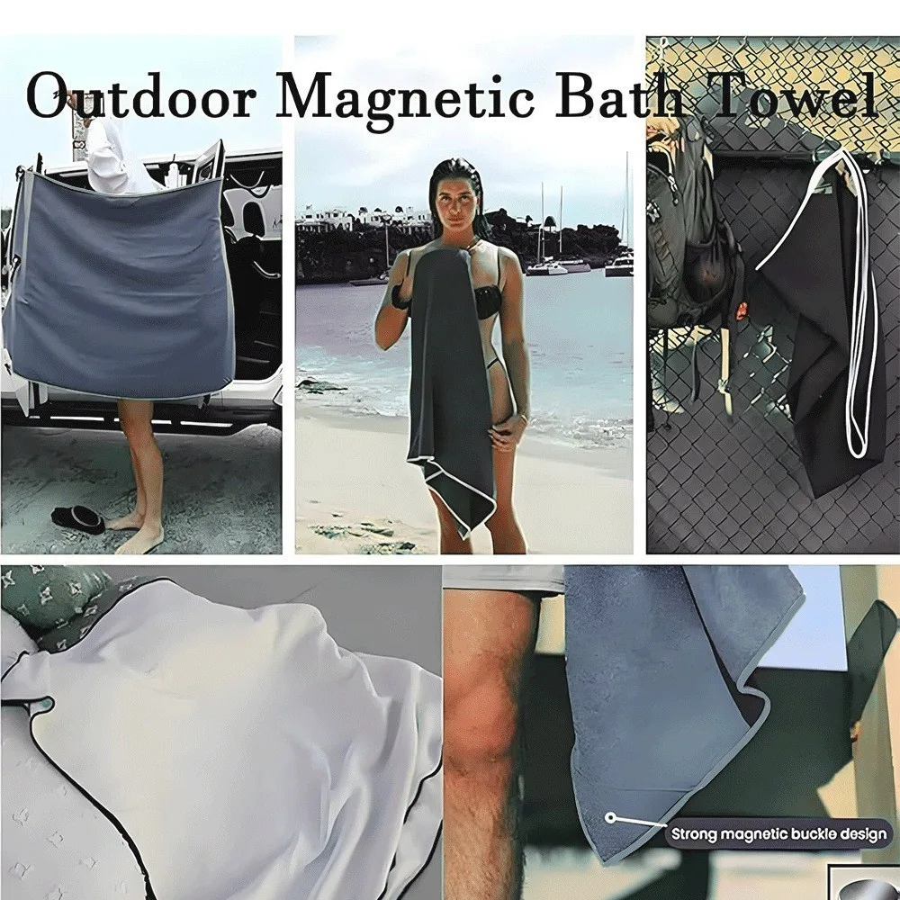 Magnetic Quick-Dry Microfiber Towel for Beach, Yoga, and Fitness