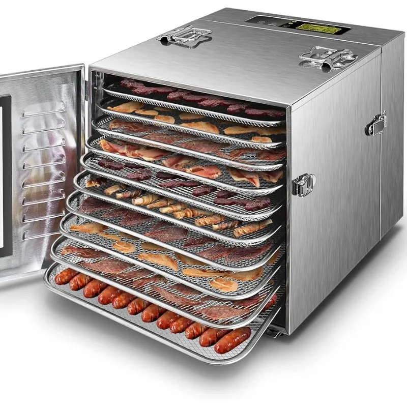 

10-Tray Food Dehydrator, Removable All Stainless Steel Dryer, Up to 194 Degrees Fahrenheit for Meat, Fruit, Beef and Pet Food