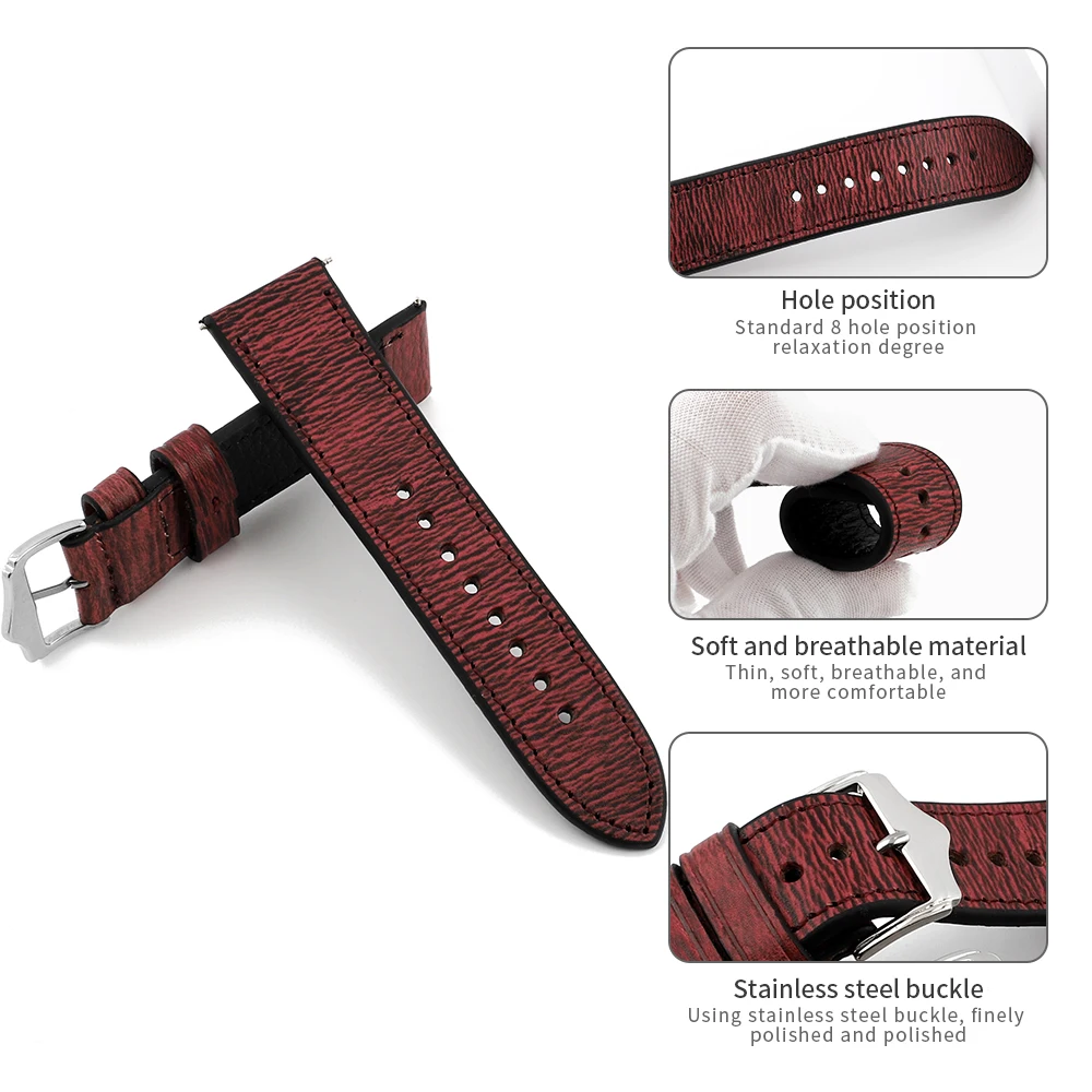Handmade Vintage Multi-Color Watch Strap - 24mm Premium Leather Band