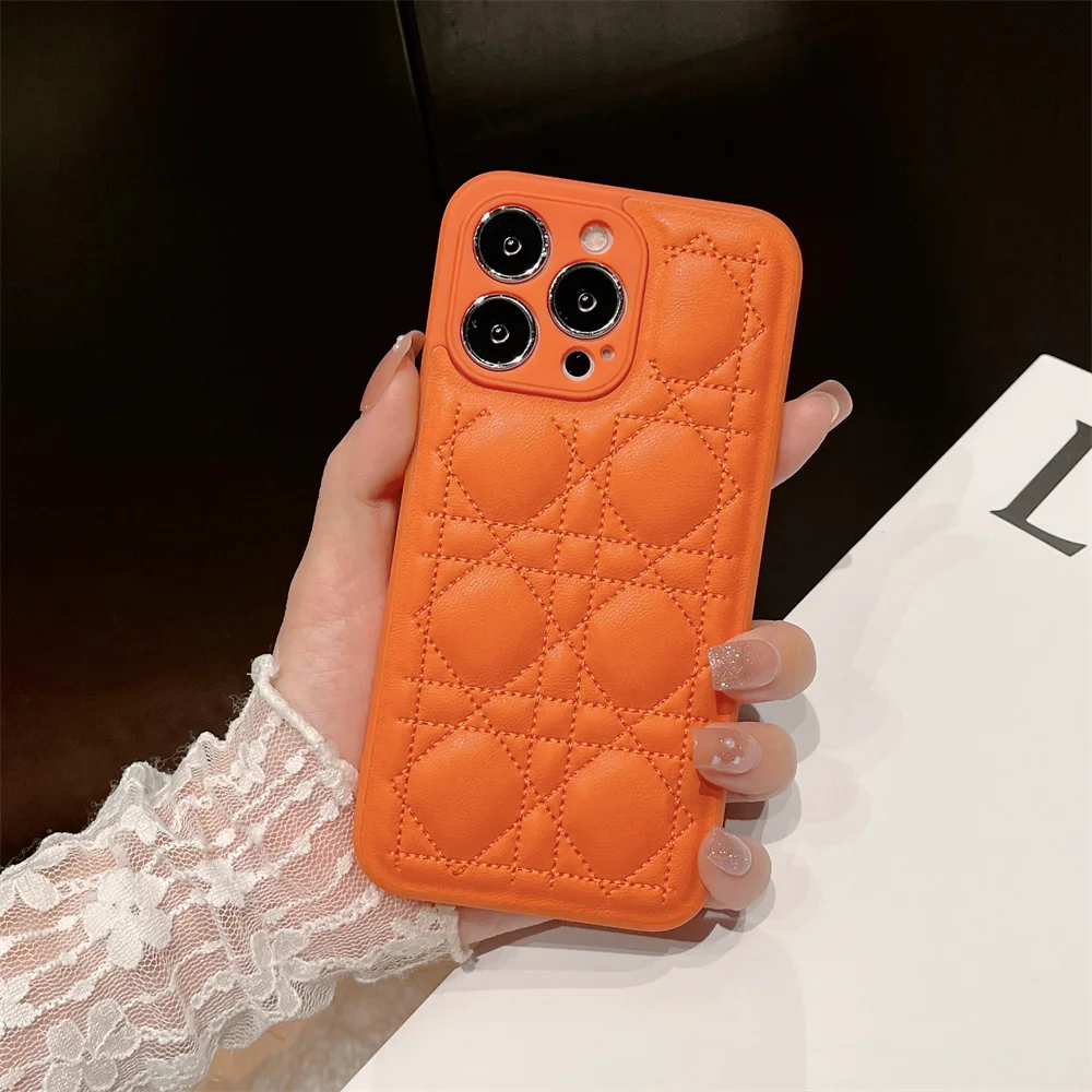 Luxury Microfiber Leather Embroidery Phone Case For Iphone 11 Pro Max 13 12 Pro Max Back Cover iphone se phone case