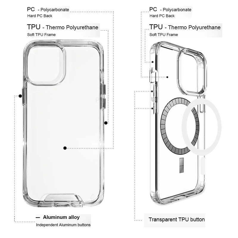 Clear Case For iPhone 16 Pro Max Case 15 13 12 11 14 Pro Max Case For Magsafe for iPhone15 17 15 Pro Max Plus Luxury Cover Cases 5