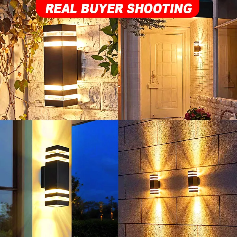Modern Outdoor Decor Wall Light E27 Bulbs Waterproof Square Wall Lamp LED Home External Street Decoration Lighting Facade Lamps Solar Wall Light Wall Light Outdoor Porch Light