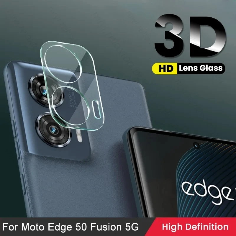 Crystal Clear 3D Camera Lens Protector for Motorola Edge 50 Fusion 5G Case – Curved Glass Protection Cap