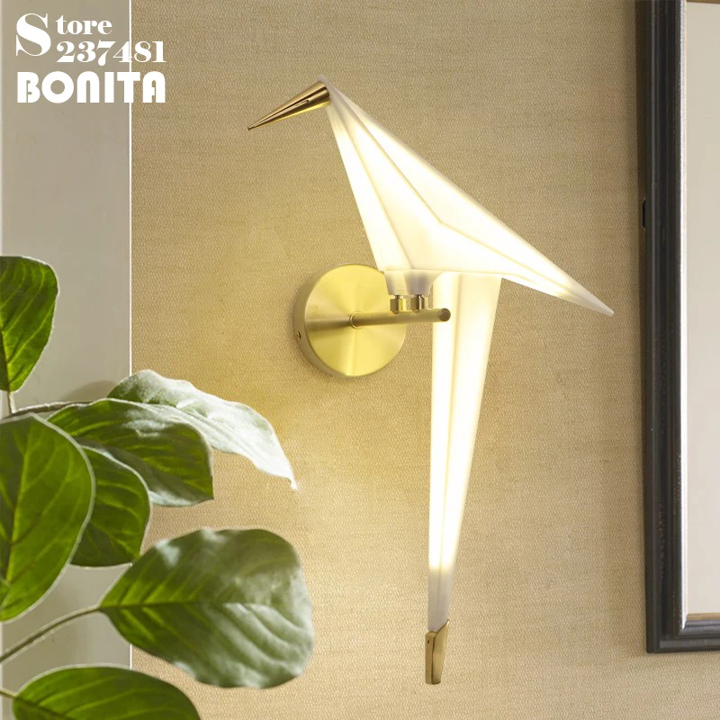 

Nordic aisle bedside wall lighting for home Creative design wall decoration lamp Paper crane Sconce Bird LED wall light