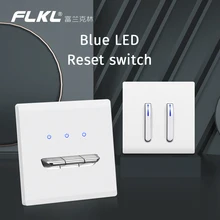 

FLKL European French Socket Wall Power Light Switch Socket White Piano Key Design With LED Indicator Plastic Panel 1/2 Gang