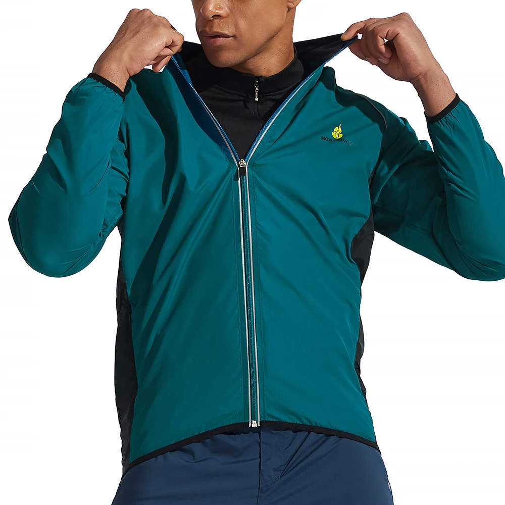WOSAWE Men MTB Road Bike Bicycle Jackets Breathable Reflective Cycling Jackets Long Sleeve Windproof Outdoor Sports Raincoat