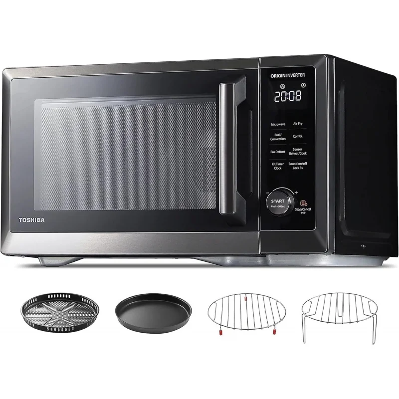 

TOSHIBA 7-in-1 Countertop Microwave Oven Air Fryer Combo Master Series, Inverter Convection Broil Humidity Sensor, Even Defrost