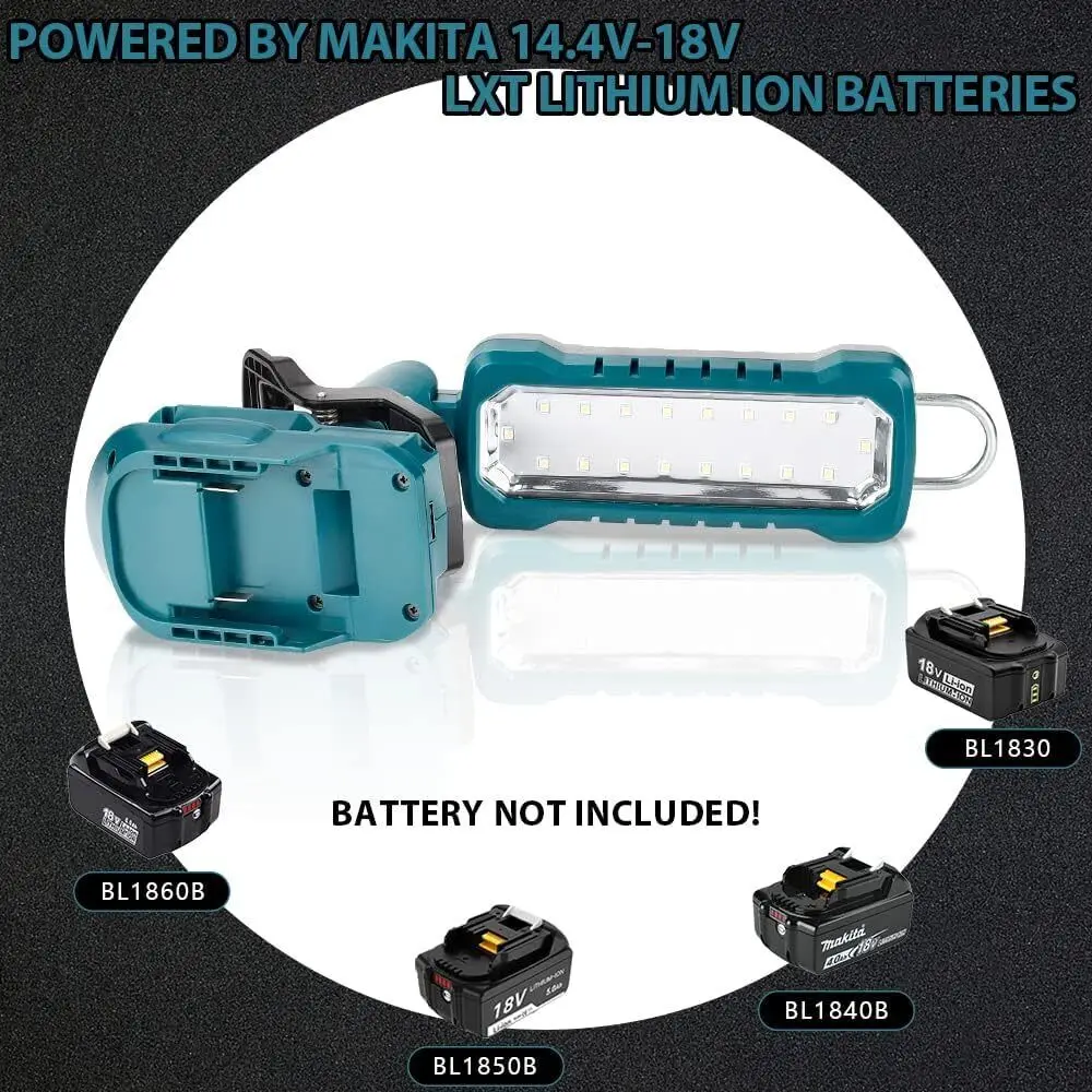 1000LM LED Work Light for Makita 18V Li-ion Battery 20W Floodlight Spotlight Cor