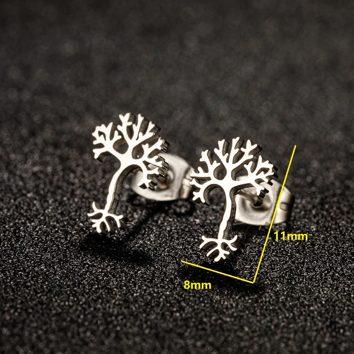 2 Pairs Tree Of Life Stainless Steel Stud Earrings - Men's & Women's Round Charm