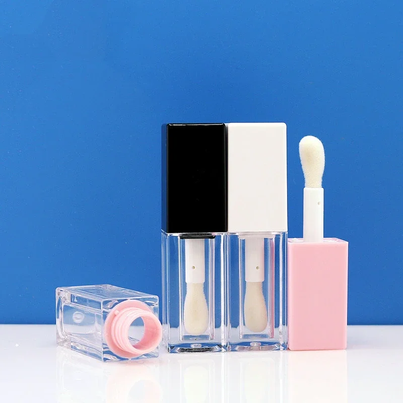 

5ml Lip Glaze Tube Large Cotton Head Square Empty Lip Gloss Tubes ABS Material Simple Cosmetic Packaging Material Wholesale