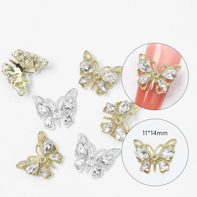

Nail Butterfly 10pcs Nail Ornaments Diamond Metal diamond Jewel Nail charms flash diamond imitation zircon decorative