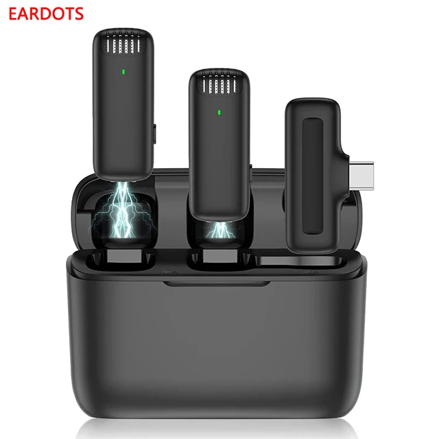 Wireless Lavalier Microphone Charging Case Mic Portable Audio Video Recording for iPhone Android Camera Notebook Live Gaming Mic 1