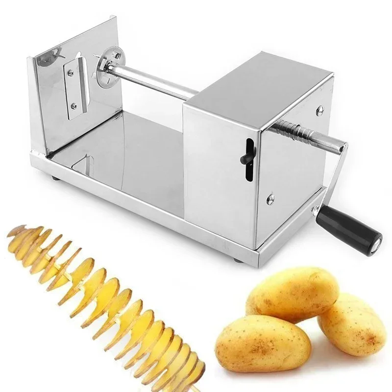 Manual Spiral Tornado Potato Cutter Home Vegetable Fruit Chips Slicer Cutting Machine Stainless Steel Potato Chopper Accessories