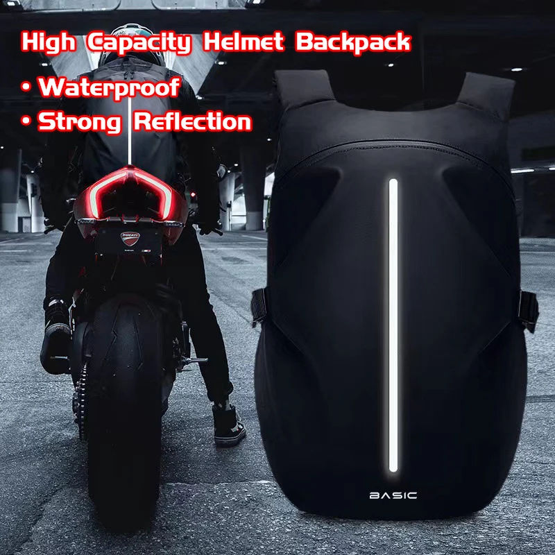 

Motorcycle Outdoor Riding Glow Backpack Helmet Bags Female Portable Motorcycle Rider Waterproof Travel Bag Men's Large Capacity