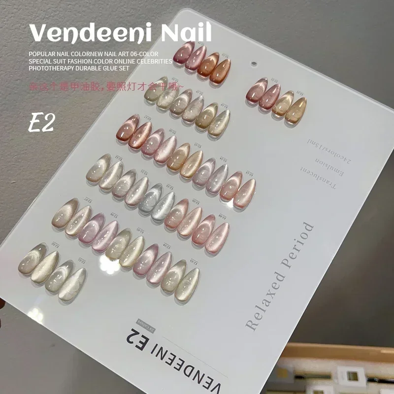 24Color Autumn Maillard Tortoise Shell Gelly Amber Cat Eye Gel Nail Polish Flash Caramel Brown Amber Gel Nail Salon use 4