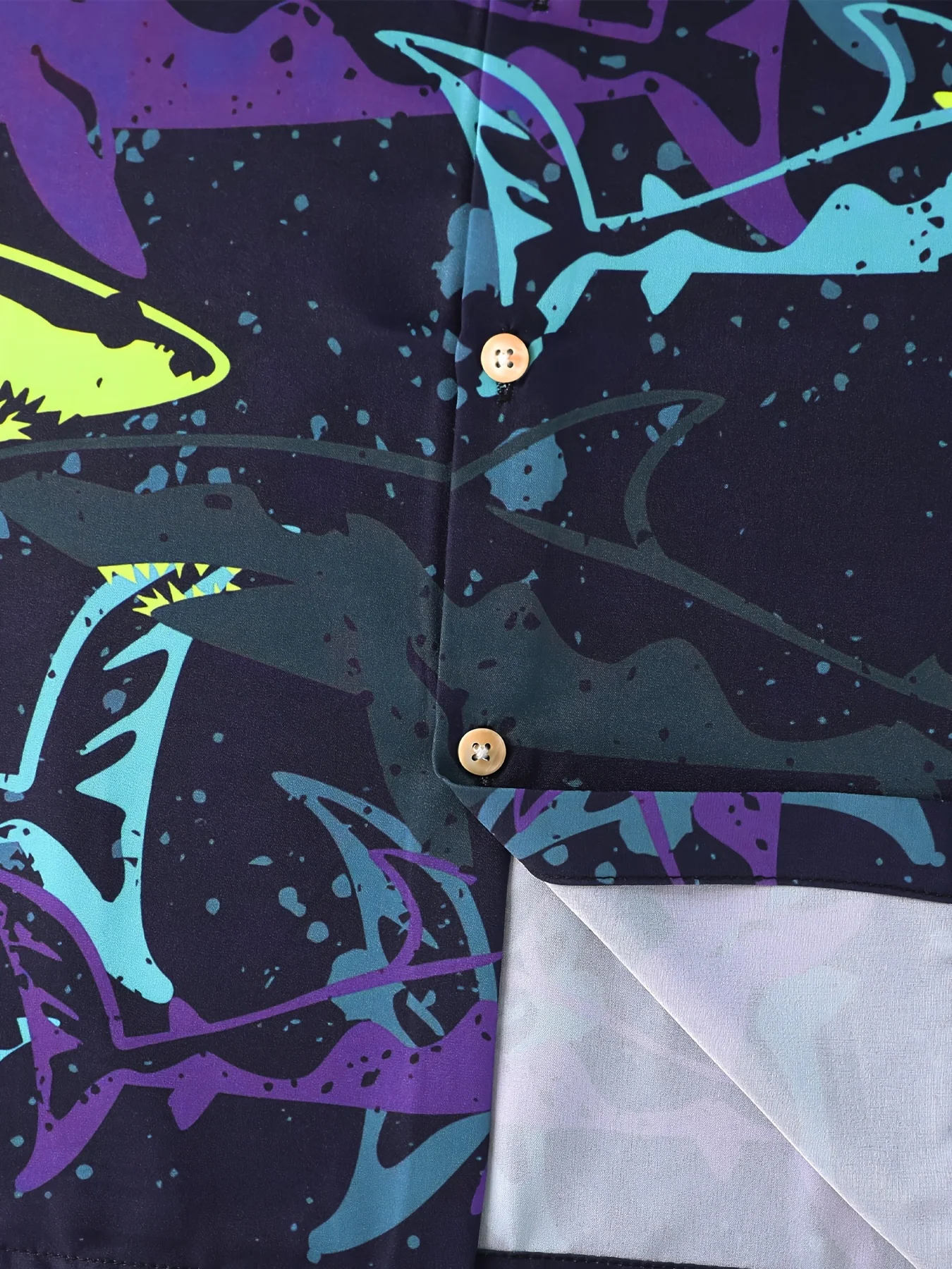 Men's short-sleeved shirt Ocean Overlord Cartoon Shark Pattern Printing Suitable for Summer Hawaiian Seaside Vacation Style Men' 5
