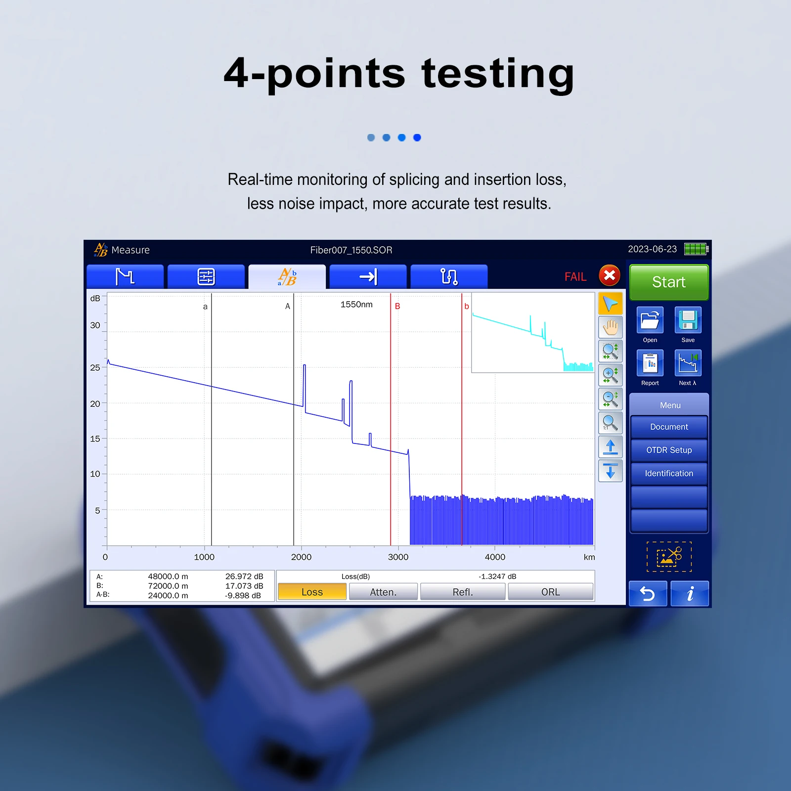 OTDR KL-6300 Standard with iOLA Automaticlly Test JILONG SM MM MS PON to choose Dynamic Range up to 45dB Muliti-functional