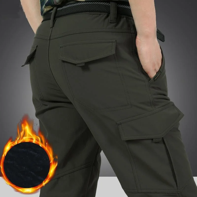 

Winter Tactical Soft Shell Waterproof Fleece Cargo Pants Men Thick Warm Casual Stretch Sweatpants Military Army Thermal Trousers