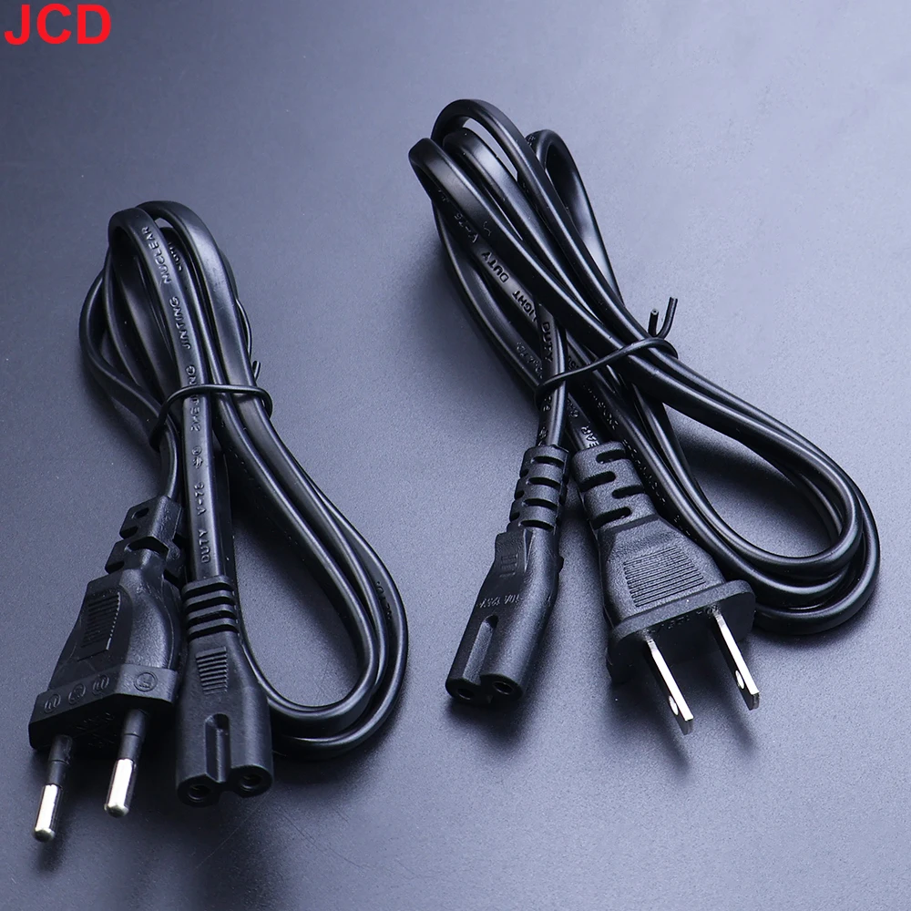 JCD 1개 EU US AC 전원 케이블 2핀 IEC C7 전원 연장선 PS2 PS3 슬림 PS4 PS5 PSP PSV CD 플레이어 노트북 라디오용