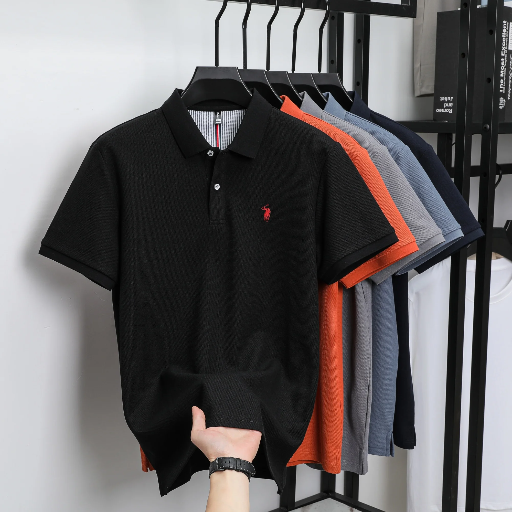 100% pure cotton men's high-end brand short sleeved polo shirt summer fashion hot selling pony embroidery golf Paul top T-shirt 12 Sc6fdf386e59b40b9878fa9e18aa7b56bc
