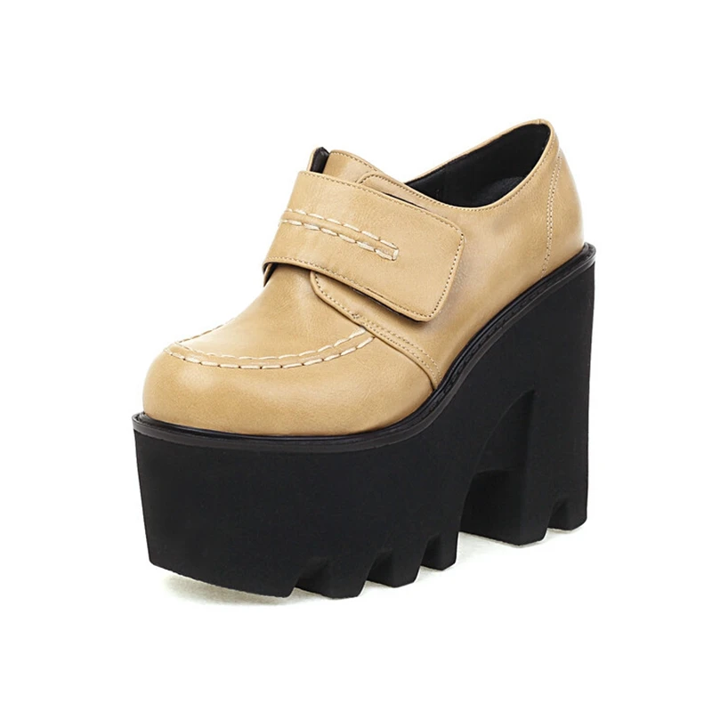 BLXQPYT Zapatos De Mujer 2022 Pumps Leather Platform Thick High Heel Sexy Party Fashion Retro Wedges Women Shoes Big Szie 44 H-5