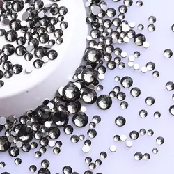 Versatile Mix Size Glitter Glass Rhinestones - Silver Bottom, Non - Hotfix, Perfect for Nail Art and Clothing Embellishment (Black Diamond)