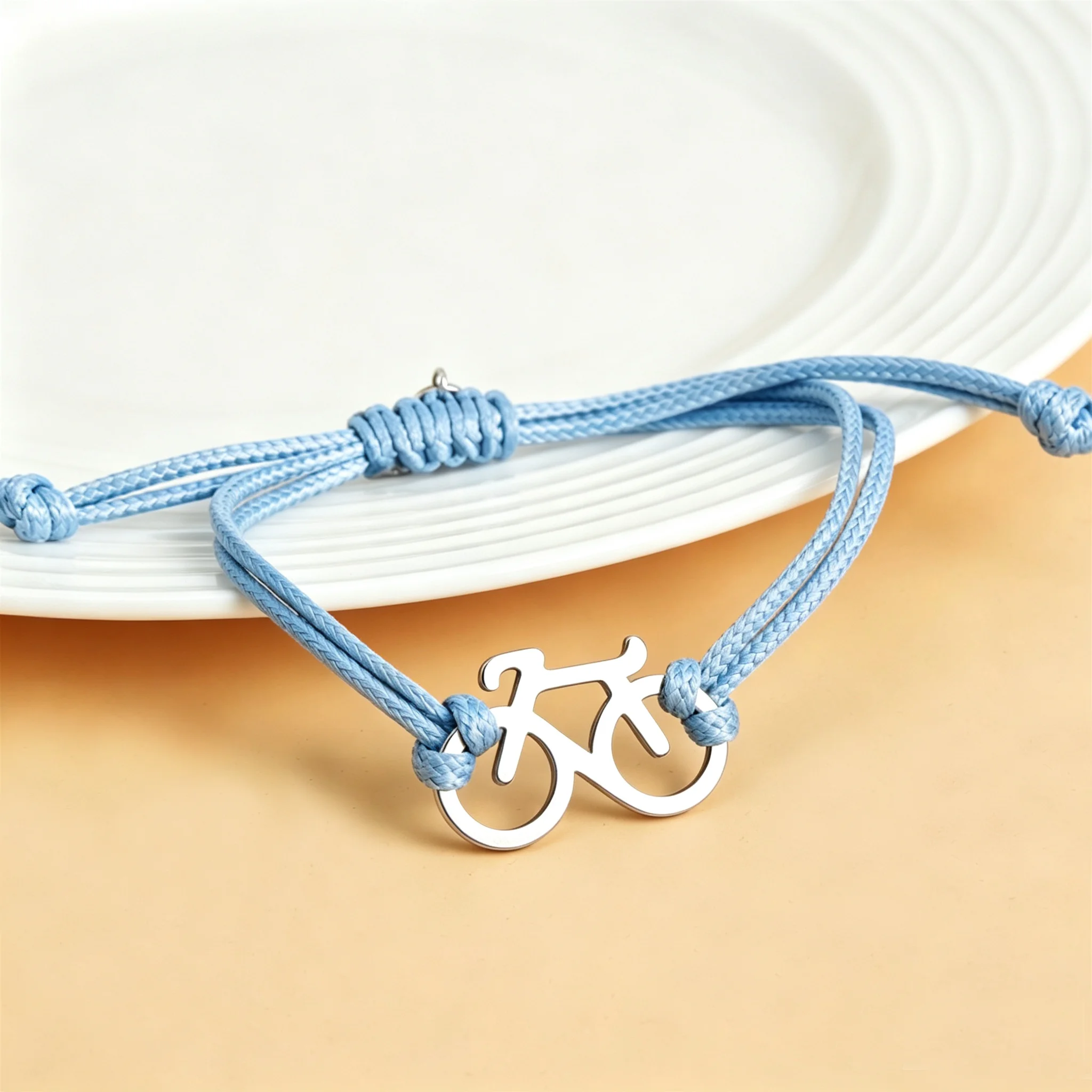 Trendy 2025 Pink Bicycle Pendant Sports Bracelet