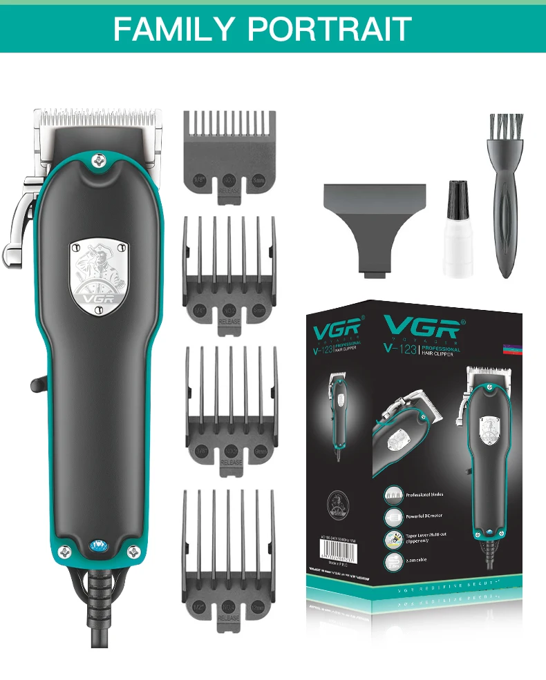VGR Hair Cutting Machine Professional Hair Clipper Electric Hair Clipper Wired Haircut Machine Barber Home Trimmer for Men V-123