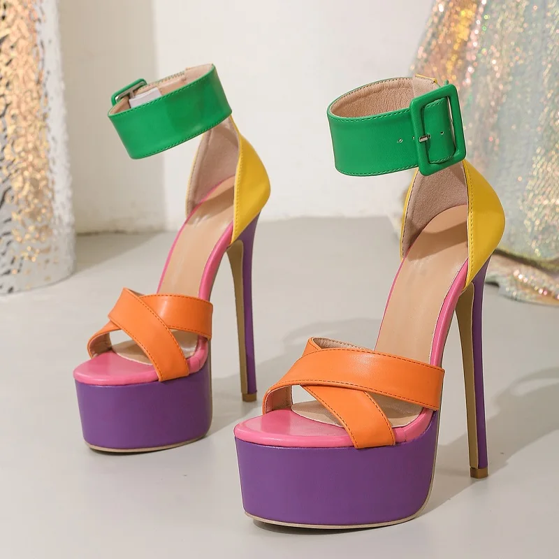 Women's heeled sandals back view