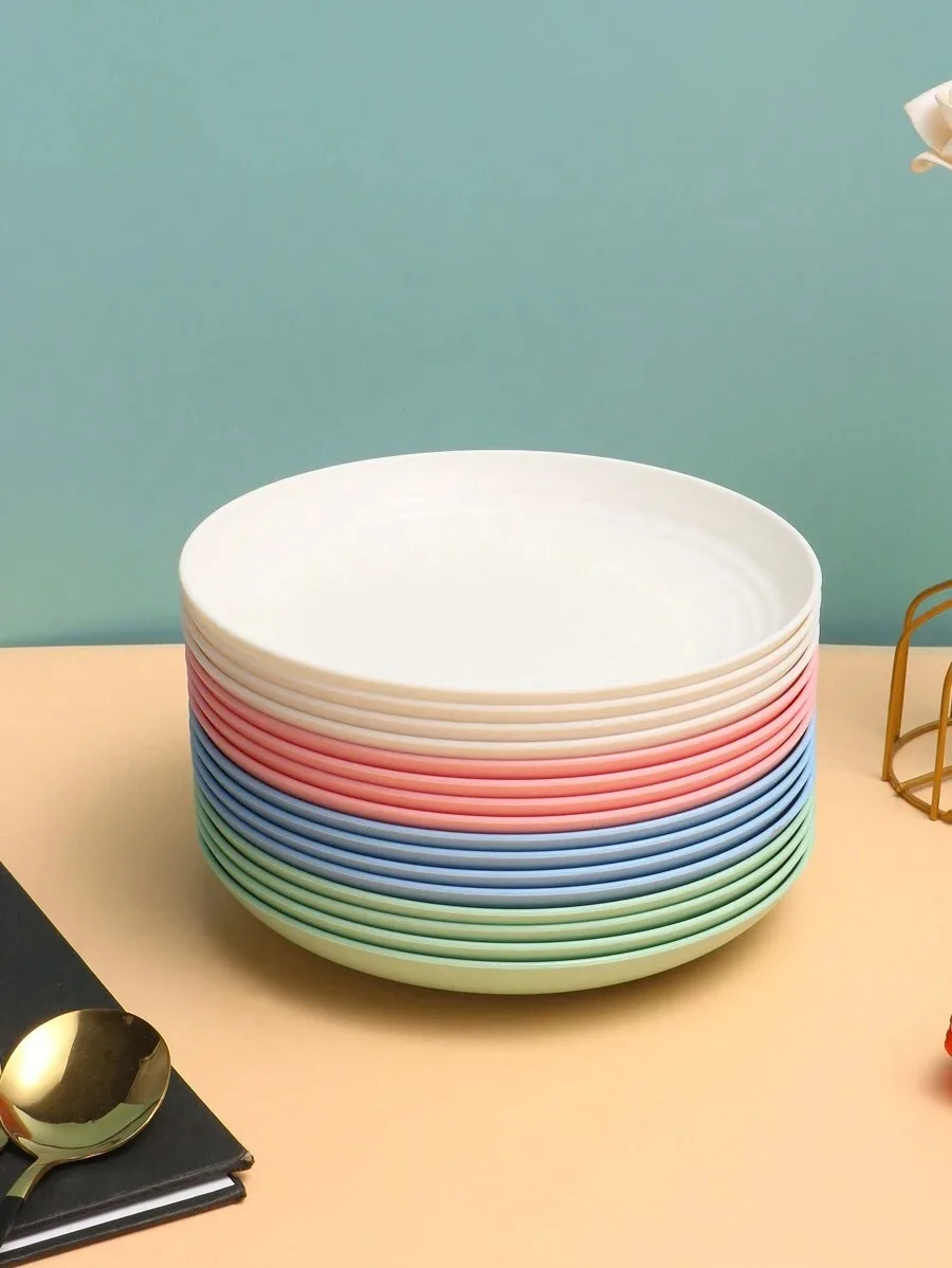 Plastic original plate reusable camping picnic dessert plate fruit dinner dishwasher and microwave safe 4/8pcs dining dish