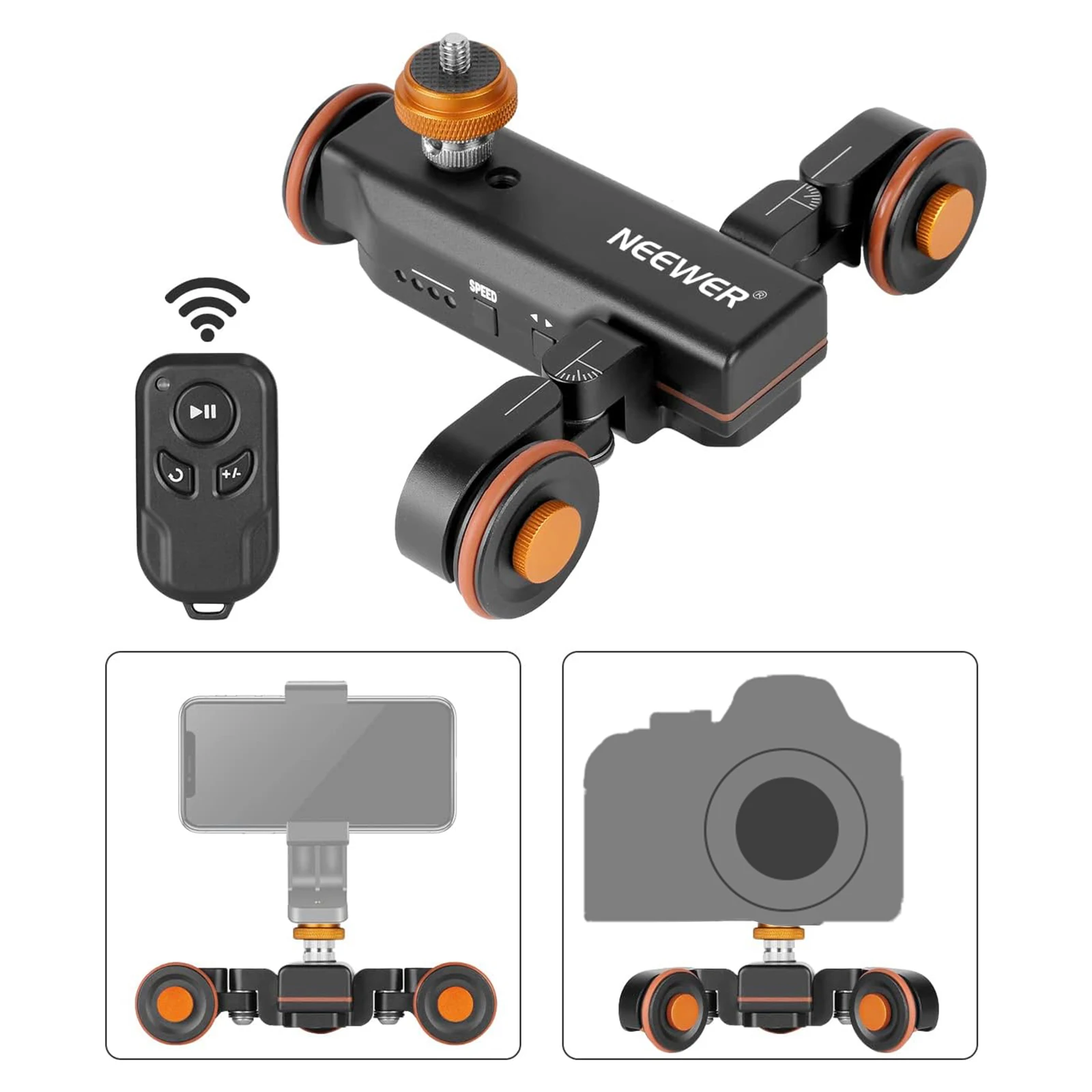 3-Wheels Wireless Video Camera Dolly 3-Speed Motorized Electric Track Rail Slide